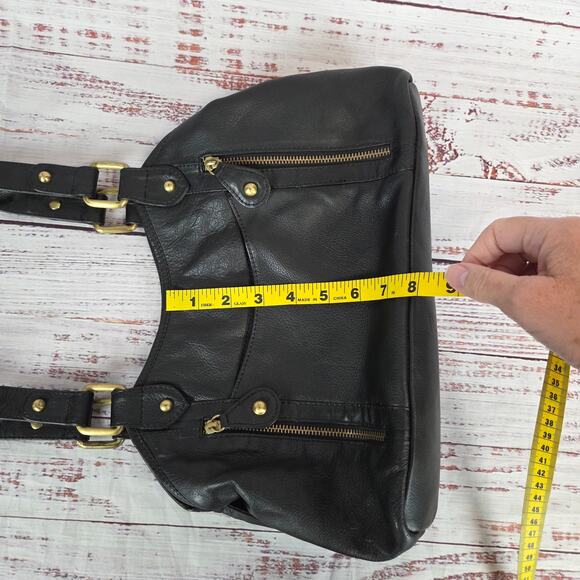 The Great American Leather Works Black Dual Strap Shoulder Bag Classic Purse - Picture 9 of 11